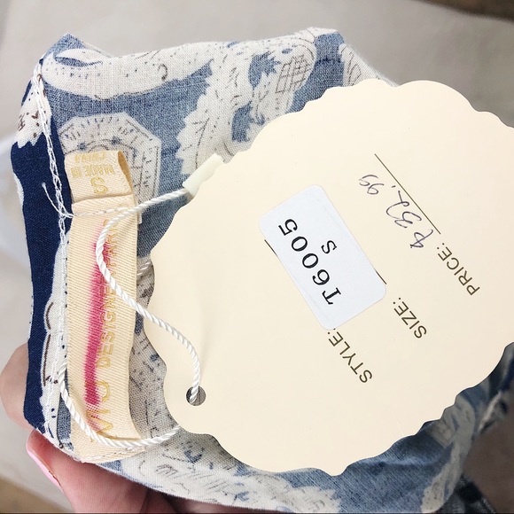 NEW! MJ Designer Paris Blue Ornate Peplum Top S - Picture 5 of 5